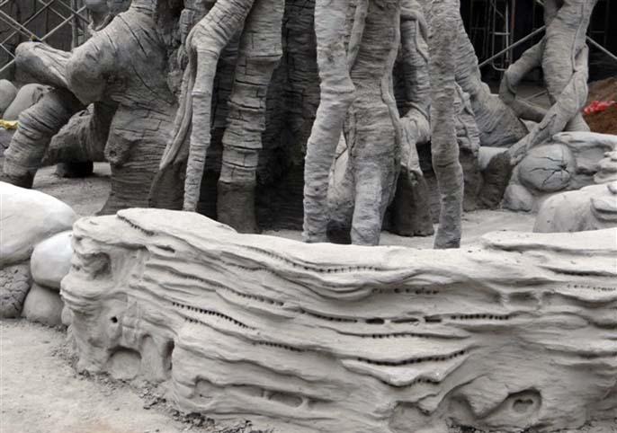 水泥树根雕塑图片